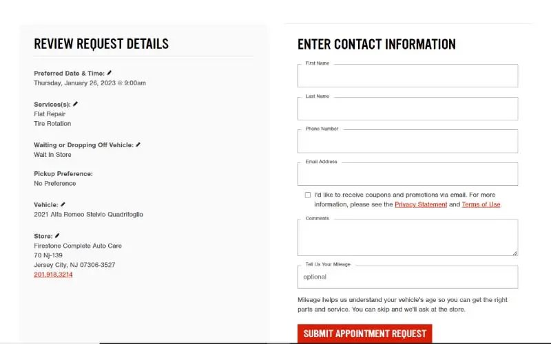 Enter the required contact information